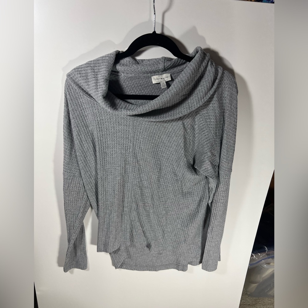 Lucky Brand Gray Cowl Neck Sweater